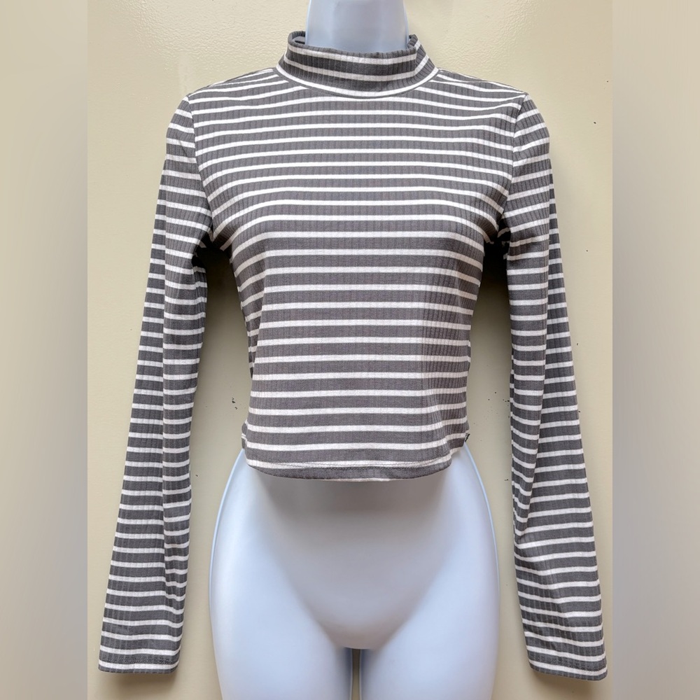 White and Gray Stripes Long Sleeve Shirt